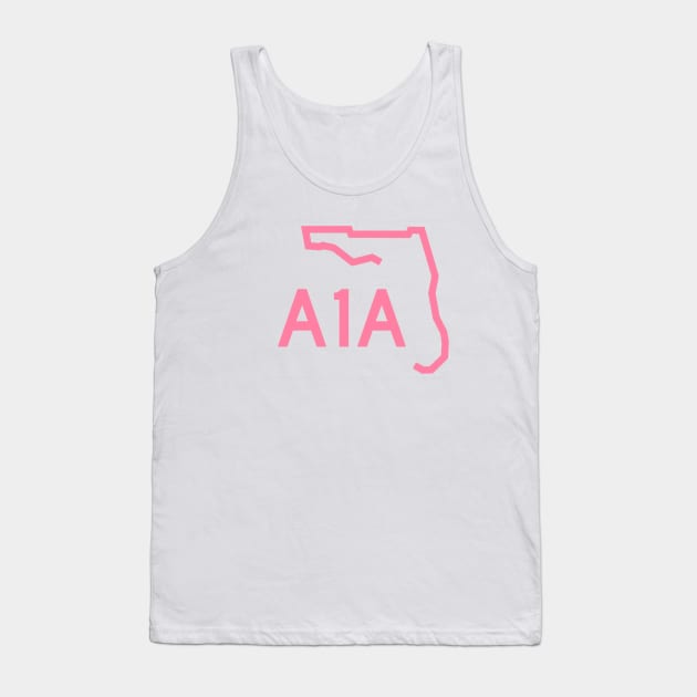 Florida A1A Road Sign Beach Culture Icon Flamingo Pink Tank Top by TammyWinandArt